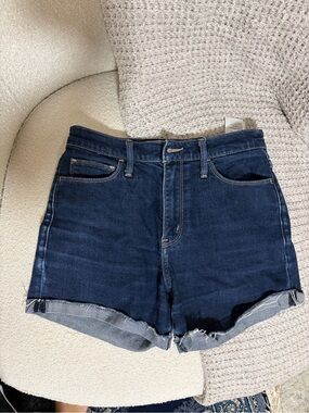 High Rise Dark Blue Denim Shorts